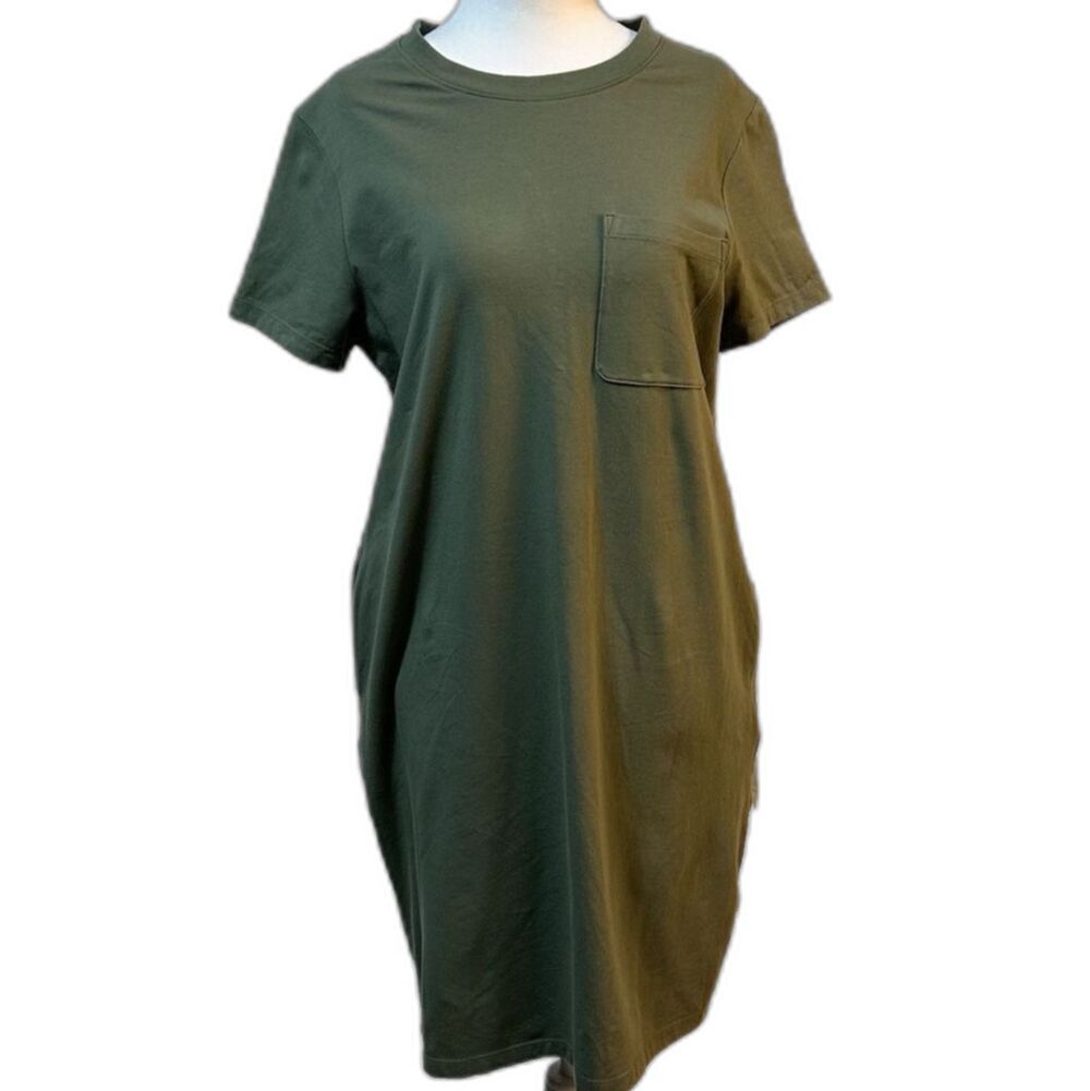 Banana Republic Women's Olive Green T-Shirt Dress Crew Neck StretchPockets Small